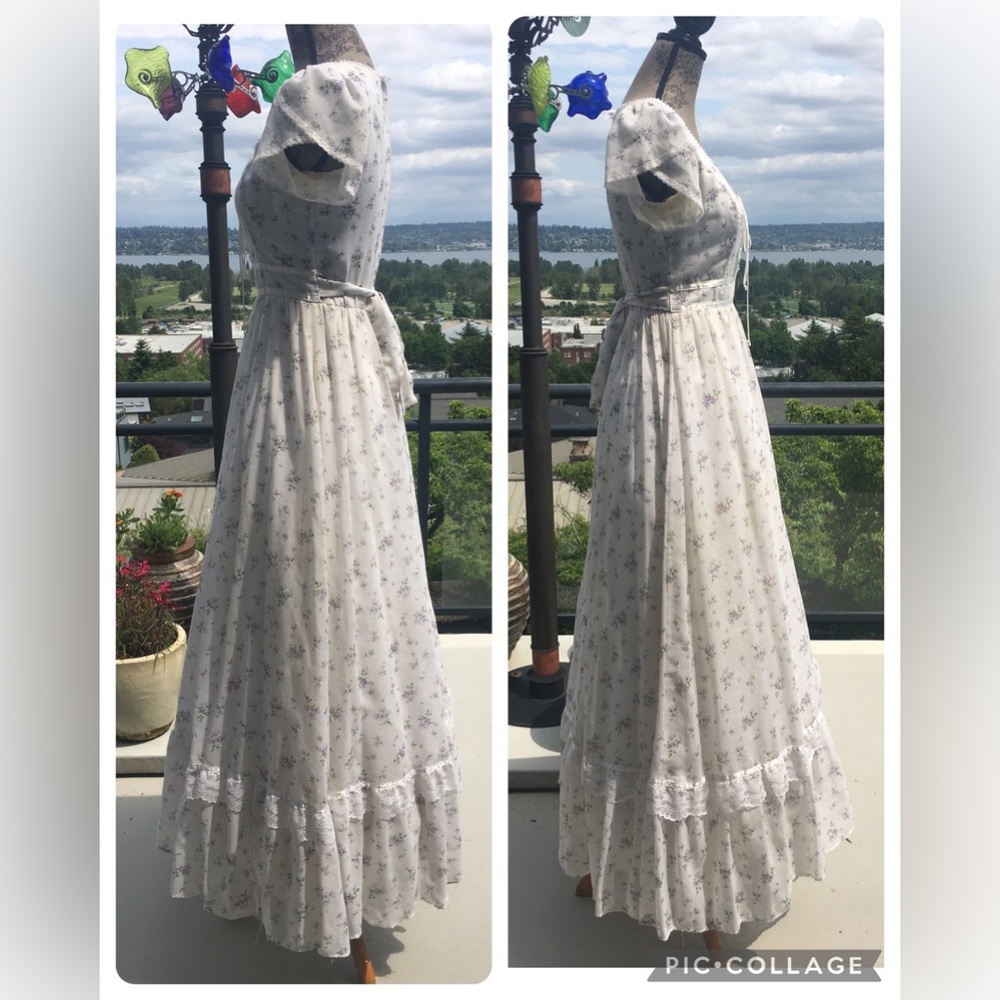 Vintage Gunn Sax by Jessica McClintock Prairie Dress Cottage-core  - Size 9 - Picture 11 of 17